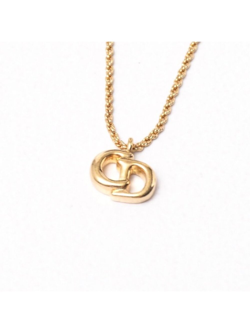 Dior Vintage Necklace CD Logo Rope Chain Gold